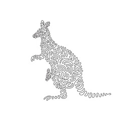 Single curly one line drawing of cute kangaroo abstract art. Continuous line draw graphic design vector illustration of friendly domestic animal for icon, symbol, company logo, poster wall decor