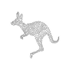 Single curly one line drawing of muscled kangaroo abstract art. Continuous line draw graphic design vector illustration of kangaroo big feet and a long tail for icon, symbol, logo, poster wall decor