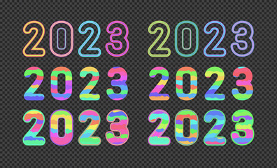 2023 number set design with wave strip and colorful design
