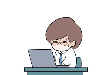 overtime work night shift late night overtime illustration ,gloomy overtime is hard