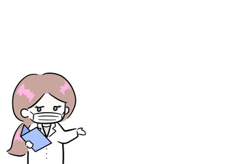 woman with notebook  woman wearing a mask illustration meeting presentation