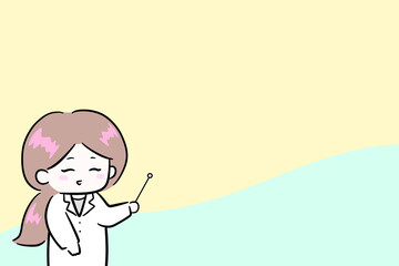 pointing stick use a pointer woman illustration meeting presentation invite woman smiling woman smiley response