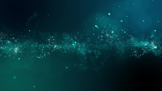 Bright, abstract cloud of luminous particle structure. A stream of particles moves across the background as a simulated wave of dots
