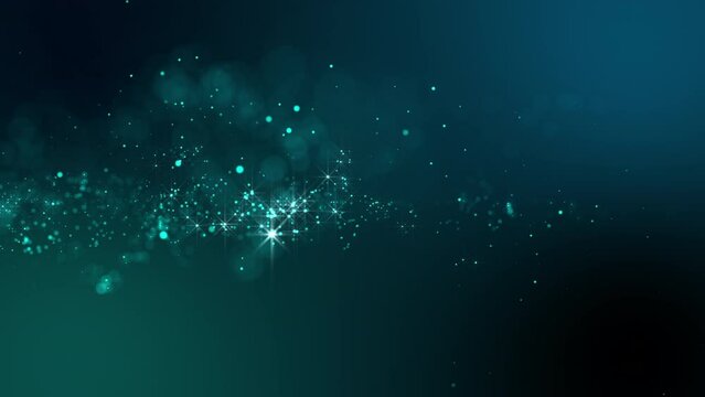 Bright, abstract cloud of luminous particle structure. A stream of particles moves across the background as a simulated wave of dots