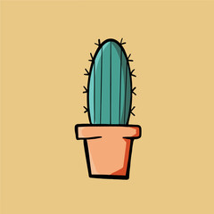 Cartoon cactus plant vector isolated illustration