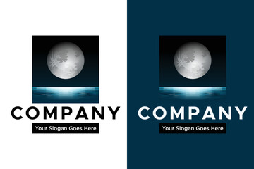 Fototapeta premium ocean moon night illustration logo