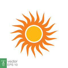 Sun icon. Simple flat style. Sunshine, morning sunny yellow color, sunrise, summer concept. Vector Illustration design isolated on white background. EPS 10.