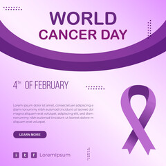 Gradient world cancer day social media Instagram post design suitable for web ad