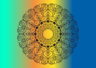 Black and white abstract pattern with leaves and flowers. Coloring book. Mandala.