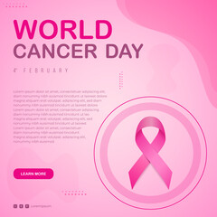 Gradient world cancer day social media Instagram post design suitable for web ad