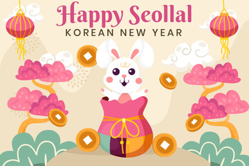 Obraz na płótnie Canvas Seollal (Korean New Year) background. Vector illustration. 