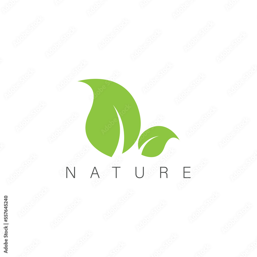 Wall mural Eco logo green leaf vector illustration isolated.