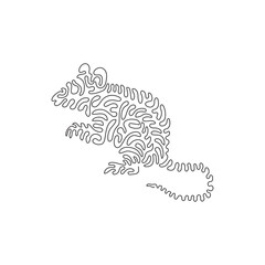 Single swirl continuous line drawing of cute mouse abstract art. Continuous line draw graphic design vector illustration style of frisky vole animal for icon, sign, minimalism modern wall decor