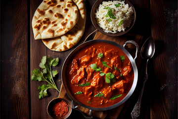 Chicken tikka masala spicy curry meat food