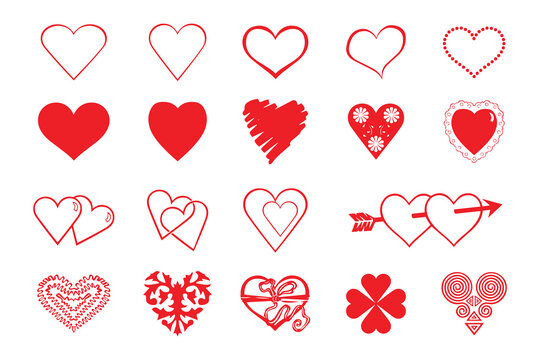 Hand drawn love heart collection. Design elements for Valentine's day. stock illustration