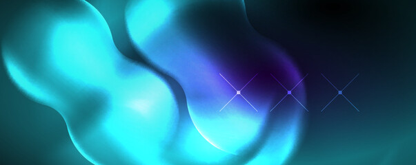 Neon glowing waves, magic energy space light concept, abstract background wallpaper design