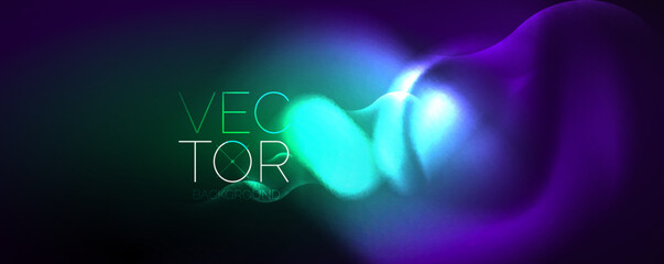 Neon glowing waves, magic energy space light concept, abstract background wallpaper design
