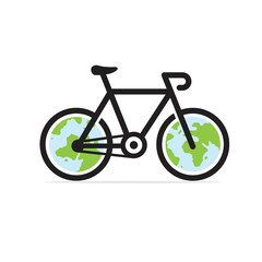 bicycle with globe in wheel vector