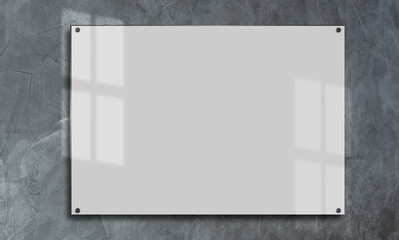 Obraz premium Mock up empty canvas poster frame in modern loft gallery interior backgrond, 3D Rendering