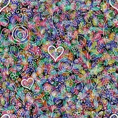 seamless floral pattern background fabric design print wrapping paper digital illustration texture wallpaper watercolor paint with hearts and flowers 