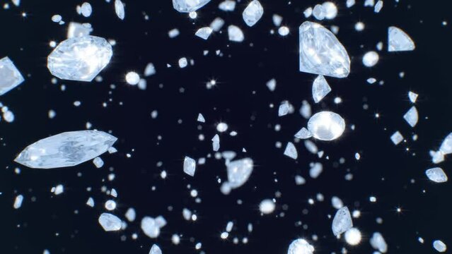 Beautiful Flying Sparkling Shiny Diamond Gems Brilliant Clear Crystal - 4K Seamless VJ Loop Motion Background Animation