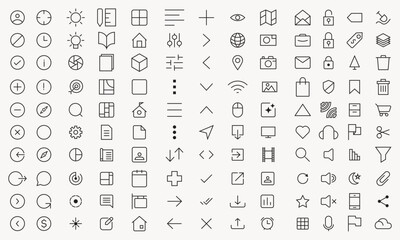 130 item minimalist System icons design.