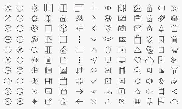 130 item minimalist System icons design.