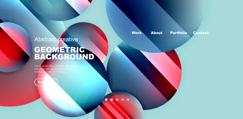 Obraz premium Circles with glossy surface and light and shadow effects abstract background. Template for covers, templates, flyers, placards, brochures, banners