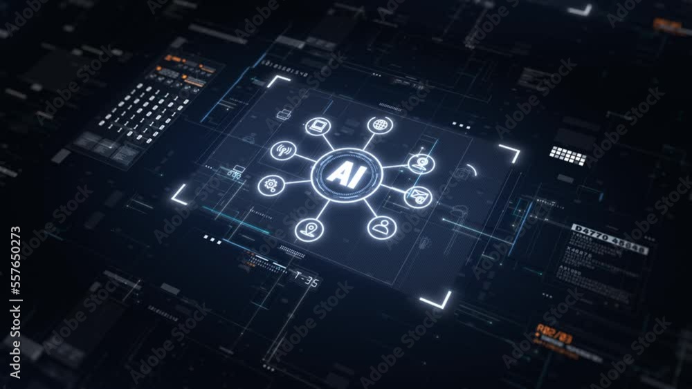 Poster technology digital data network abstract background, artificial intelligence ai on circuit board, fu