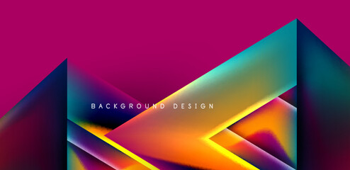 Futuristic triangle vector abstract background with colorful fluid gradients