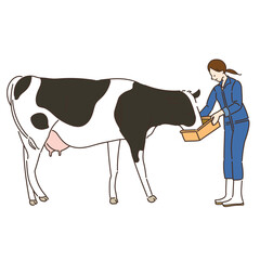 農業女子　酪農女子　酪農　女性　イラスト　牛乳