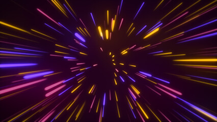 Naklejka premium Colorful neon line zoom background