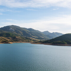Cantabrian Mountains with artificial lake