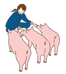 農業　畜産業　養豚　イラスト