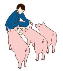 農業　畜産業　養豚　イラスト