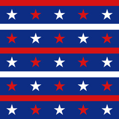 Seamless pattern ornament blue red white stripes and red white stars print