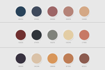Vector vintage color palette set catalog samples in rgb hex. new fashion color trend. example of a color.