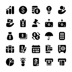 Business icons set. Finance, money, management, payment, bank vector symbol collection.