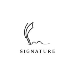 minimalist Feather pen vector icon for signature handwriting logo design 3