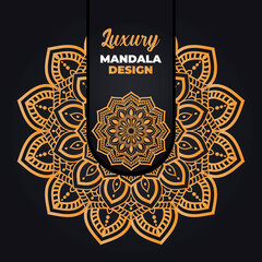 Luxury ornamental and wedding mandala design and islamic background in golden color