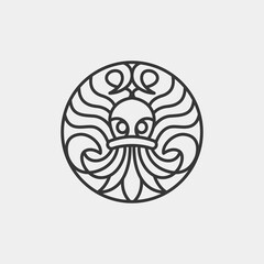 simple minimalis octopus tentacles vector illustration with circle isolated line art style modern logo design