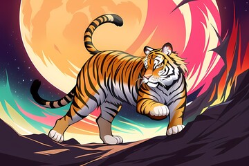 Fototapeta na wymiar A tiger in background Generative AI illustration.