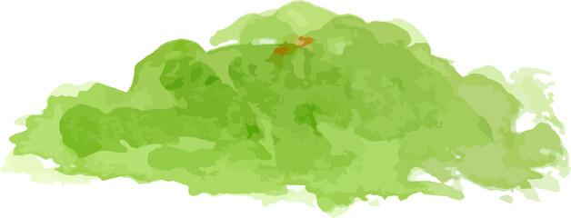 Green tree with leaves. Hand drawn watercolor painting. Colorful splashing in the paper.It is wet texture with paint brushes