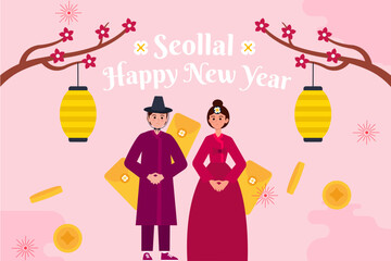 Seollal (Korean New Year) background. Vector illustration.
