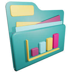 3d business folder store presentation files and bar chart illustrations