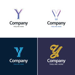 Letter Y Big Logo Pack Design. Creative Modern logos design for your business. Vector Brand name illustration