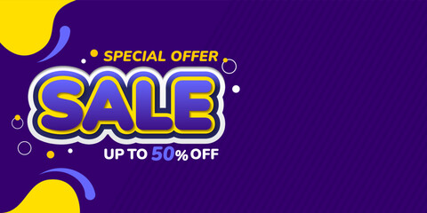 Big sale banner vector background with copy space in yellow and blue color combination, abstract illustraton for media promotion