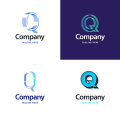 Letter Q Big Logo Pack Design. Creative Modern logos design for your business. Vector Brand name illustration