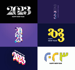 Big Set of 2023 Happy New Year logo text design. 2023 number design template. Vector New Year Illustration