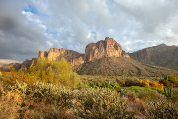 Golden hour cloudscape over Salt River Canyon near Mesa Arizona United States